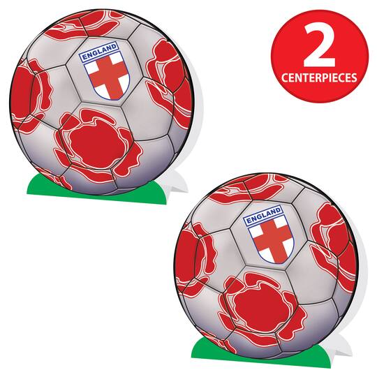 9.25" England 3D Soccer Ball Centerpieces, 2ct.